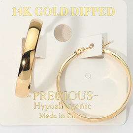 14K Gold Dipped Hypoallergenic Pin Catch Hoop Earrings