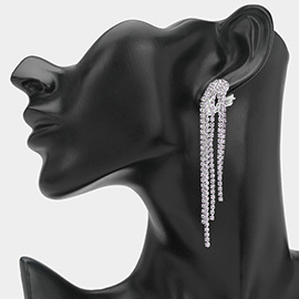 Crystal Rhinestone Long Fringe Clip on Earrings