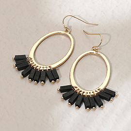 Wooden Charm  Hanging Open Oval Dangle Earrings