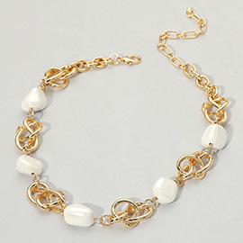 Irregular Metal Knot Chain Beaded Necklace