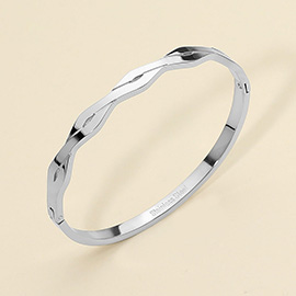 Stainless Steel Twist Cutout Hinged Bangle Bracelet