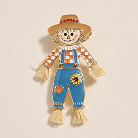 Whimsical Fall Scarecrow Pin Brooch