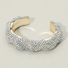 Textured Rhinestone Evening Cuff Bracelet