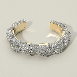 Textured Rhinestone Evening Cuff Bracelet