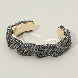 Textured Rhinestone Evening Cuff Bracelet