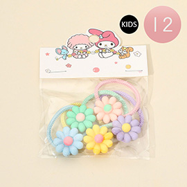 12 SET OF 5 - Kids Flower Charm Hair Tie Set
