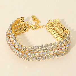 Multi Row Rhinestone Evening Bracelet