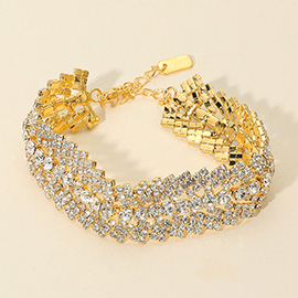 Multi Row Rhinestone Evening Bracelet