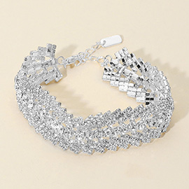 Multi Row Rhinestone Evening Bracelet