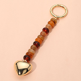 Metal Heart Tip Pointed Colorful Resin Round Beaded Bag Charm / Keychain