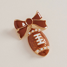 Enamel Football Bow Pin Brooch
