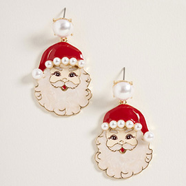 Playful Pearl Santa Dangle Earrings