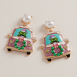 Green Monster Holiday Car Dangle Earrings