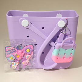 4PCS - HOT FOCUS Kids Pop-On Charm Deco Beach Tote Bag