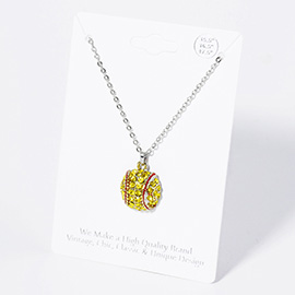 Crystal Softball Pendant Necklace