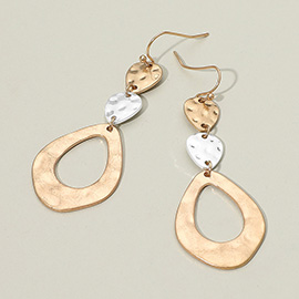 Hammered Metal Teardrop Drop Dangle Earrings