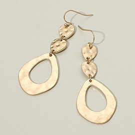 Hammered Metal Teardrop Drop Dangle Earrings