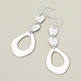 Hammered Metal Teardrop Drop Dangle Earrings