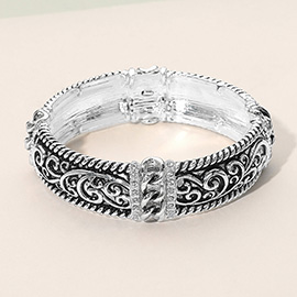 Rhinestone Accent Ornate Stretch Bracelet