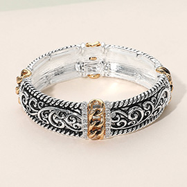 Rhinestone Accent Ornate Stretch Bracelet