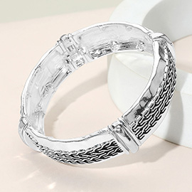 Braided Pattern Antique Metal Stretch Bracelet