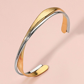 Stainless Steel Two Tone Twist Cuff Bracelet