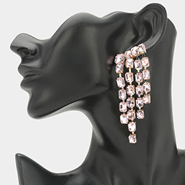 Rectangular Stone Cluster Drop Chandelier Statement Evening Earrings
