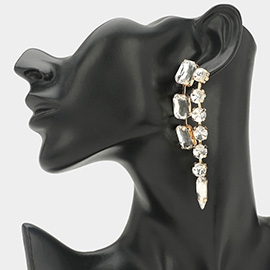 Multi Shaped Stone Link Drop Statement Evening Earrings