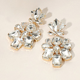 Stone Cluster Dangle Evening Earrings