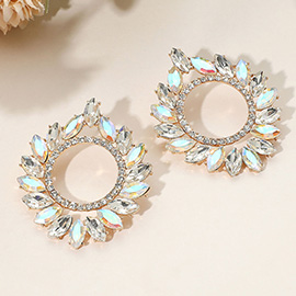 Marquise Stone Cluster Open Circle Statement Evening Earrings