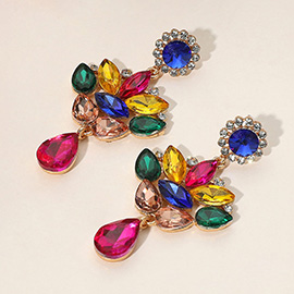 Teardrop Stone Cluster Dangle Marquise Stone Cluster Embellished Drop Evening Earrings