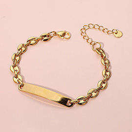 Stainless Steel ID Plate Mariner Link Chain Bracelet