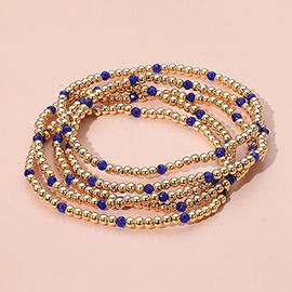 5PCS - Skinny Beaded Stretch Multi Layered Bracelets