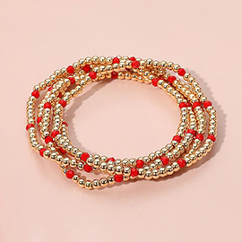 5PCS - Skinny Beaded Stretch Multi Layered Bracelets