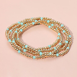 5PCS - Skinny Beaded Stretch Multi Layered Bracelets