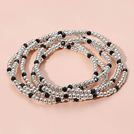 5PCS - Skinny Beaded Stretch Multi Layered Bracelets
