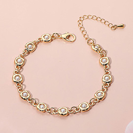 Dainty Pearl Bead Link Bracelet