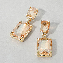 Rectangular Stone Cluster Dangle Evening Earrings