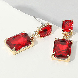 Rectangular Stone Cluster Dangle Evening Earrings