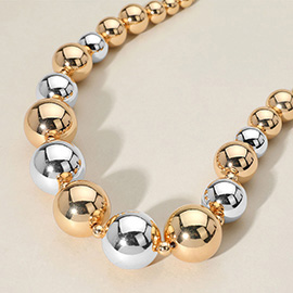 Chunky Metal Ball Beaded Necklace