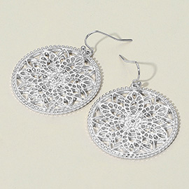 Intricate Metal Filigree Mandala Dangle Earrings