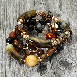 3PCS - Boho Chic Multi Beads Layered Stretch Bracelets