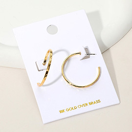 18K Gold Over Brass Hammered Skinny Hoop Earrings