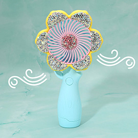 Glittered Flower USB Charging Portable Handheld Fan