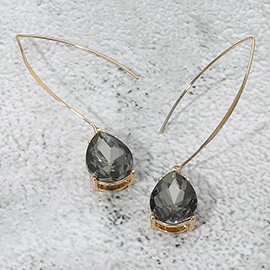 Teardrop Stone Cluster Long Drop Earrings