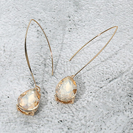 Teardrop Stone Cluster Long Drop Earrings