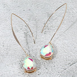 Teardrop Stone Cluster Long Drop Earrings