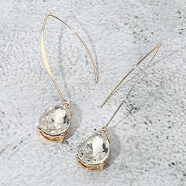 Teardrop Stone Cluster Long Drop Earrings