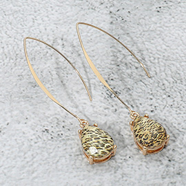 Teardrop Stone Cluster Long Drop Earrings