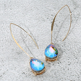 Teardrop Stone Cluster Long Drop Earrings